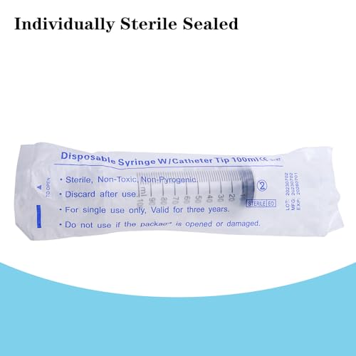 100ml Large Syringes, Individually Sterile Sealed Plastic Syringe for Liquid, Scientific Labs, Measurement, Pet Feeding ,Ink Refilling ,Oil or Glue Applicator(1 Pack) - style: 100ml