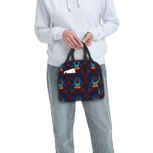 Adult Video Games Print Insulated Lunch Tote Portable | Video Games Player Art, Waterproof Reusable Thermal Bag, Side Pocket for Daily Outdoor Use - color: Pattern (863)