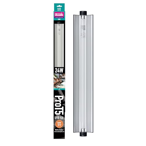 Arcadia T5 UVB Reptile Light Fixture Kit 22.5" Long 24 Watts 12% UVB Desert – Complete UVB Light for Reptiles, Turtles, Snake, Bearded Dragon Lamp, Long Lasting Easy to Use Professional Lighting