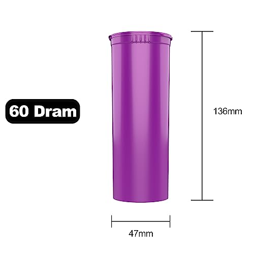 60 Dram CR Plastic Packaging Pop Top Containers - Child Resistant Travel Holder Vial Bottles - 75 qty (Purple) - color: Purple