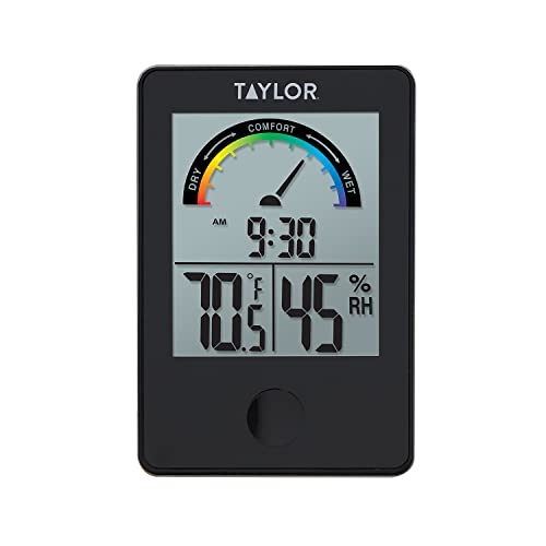 Taylor Digital Wireless Indoor Comfort Level Thermometer and Hygrometer, Easy-to-Read Display for Home, Office, Greenhouse, Nursery, and Indoor Areas, Black - color: Black, style: Single Display