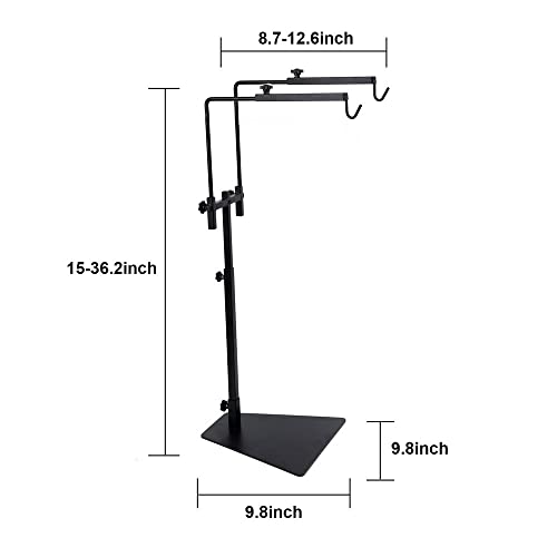 Reptile Heat Lamp Stand, Pet Lamp Holder, Adjustable Metal Floor Light Lamp Bracket Support for Reptile Small Animals or Succulent Plants Glass Terrarium (2 Hooks)