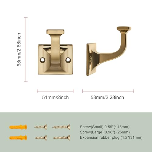 SAILING 3 Pack Coat Hooks - Champagne Bronze Robe Hooks Decorative Wall Hooks for Bathroom Bedroom Kitchen Towel Robe Clothes Cabinet Closet Bathroom Hardware - color: Champagne Bronze