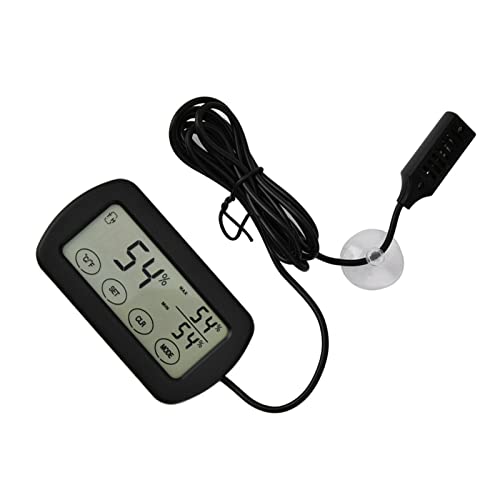 Digital Thermometer Hygrometer with Probe for Egg Incubator Reptile Tank, Indoor Outdoor Temperature and Humidity Gauge with Suction Cup, Min Record, Fahrenheit Celsius Switchable