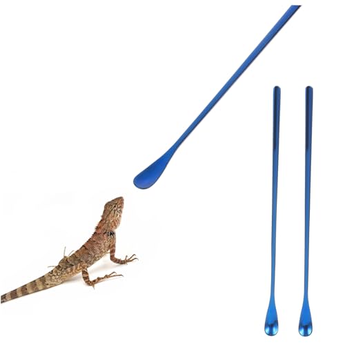 Happyyami 2pcs Reptile Feeding Spoon Lizard Food Scoop Pet Food Spoon for Bearded Dragon Gecko Snake - color: Blue