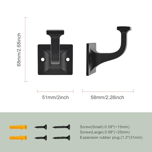 SAILING 3 Pack Coat Hooks - Matte Black Robe Hooks Decorative Wall Hooks for Bathroom Bedroom Kitchen Towel Robe Clothes Cabinet Closet Bathroom Hardware - color: Matte Black