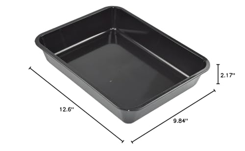 OMEM Reptile Drinking Tray - Large Water Dish Plastics Plate for Turtles, Small Reptiles, Ball Pythons, Lizards, and Snake Cages Bowl (L=35.4 x 5.3 x 26.3cm, Black) - color: black, size: L=35.4*5.3*26.3