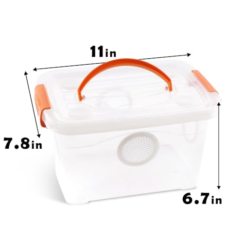 Reptile Feeding Box Snake Plastic Transparent Breeding Box Hatching Container for Small Reptile Bearded Gecko Dragon Lizard Spider Frog Scorpion (11 x 7.8 x 6.7 Inch)