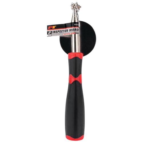 Performance Tool W9124 2 in. Jr Jumbo Telescoping Inspection Mirror | Mechanics mirror for car inspection. Extends from 10 inches to over 3 feet. Double ball joint swivel - size: Round Inspection Mirror |Extends: 10 to 36"