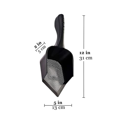 SunGrow Reptile Litter Scoop, Pointed Edge for Terrariums, Right-Angled Deep Shovel for Reptiles & Cats, Durable Plastic, Black, 1 Pack - size: 12" x 5"