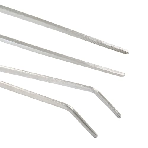 2PCS Stainless Steel Reptile Feeding Tongs | Long Tweezers, Aquarium Terrarium Feeder Tools, For Reptiles, Lizards, Snakes, Straight and Curved