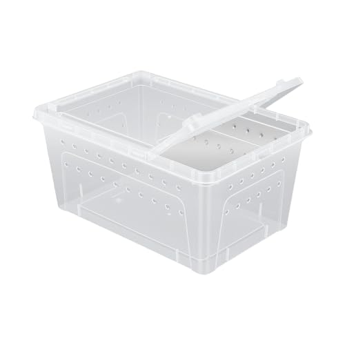 2PCS Reptile Feeding Box Terrariums Terrarium Breeding Tank Transparent Animal Cage for Bearded Dragon Lizard Spider Scorpion Gecko, 8.46x12.4x5.91in 2PCS Reptile (L)