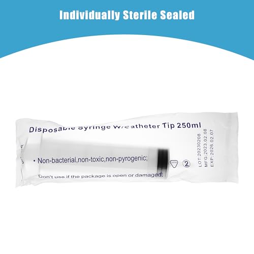 250ml Large Syringes, Individually Sterile Sealed Plastic Syringe for Liquid, Scientific Labs, Measurement, Pet Feeding ,Ink Refilling ,Oil or Glue Applicator(1 Pack) - style: 250ml