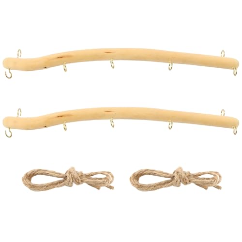 2 Pack 15" Natural Driftwood Wall Hooks, Farmhouse Jewelry Organizer | Set of 2 rustic hanging branch organizers, for necklaces bracelets earrings, wall decor for bedroom bathroom entryway