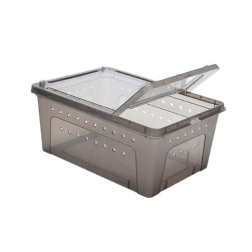 Reptile Feeding Box Climbing Pet Breeding Box Portable with Small Vents Turtle Transport Container Hatching Case for Scorpion, Black