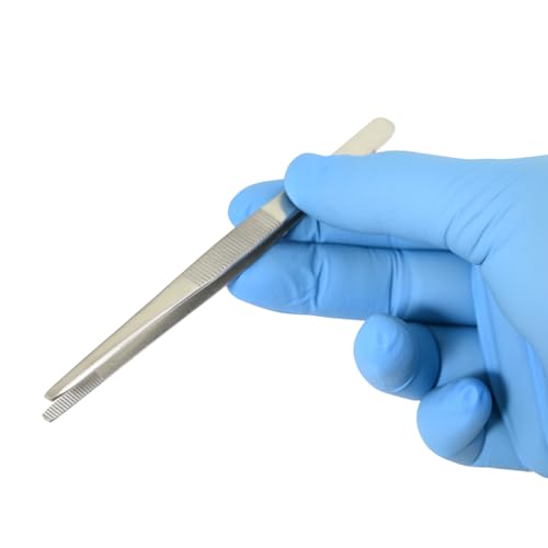 6" Thumb Dressing Forceps, Mulipurpose Tweezer Stainless Steel, Serrated Tip Straight, Aquascaping, Reptile Feeding, Crafts, Tissue Handling Forceps - size: 6"