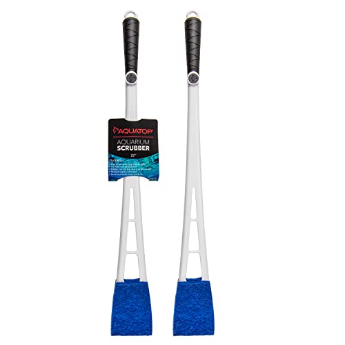 Aquatop 22" Heavy Duty Glass Aquarium Scrubber – Ergonomic Long Handle, Strong Pad for Removing Build-Up & Water Marks, AASC-22 - size: Scrubber 22"