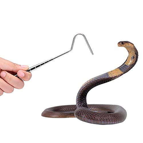 AYNEFY Reptile Feeding Tools,2Pcs RTelescoping Snake Reptile Catcher Capture Hook Stainless Steel Extensible Reptile Capture Hook Reptile Hatching Supplies