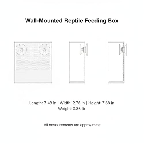 Clear Acrylic Wall-Mounted Feeding Dish with Suction Cups for Glass Terrariums, Reptile Food Bowl