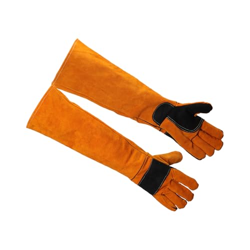 23.6Inches Heat Resistant Welding Gloves, Fire & Heat Proof Fireplace Gloves, Bite & Scratch Resistant, Heavy Duty Leather for Welding/BBQ/Wood Stove/Furnace/Oven/Forge/Animal Handling/Pet Care - size: 23.6 inches