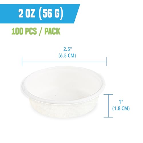 JOR Pet Food and Water Cups, No More Soaking Dishes, Fits on Slim Ledges, No Food Leftover, No Plastic Leftover, Add to Compost or Isopod Tub, Suitable for Gecko Tanks (2 oz, 100 Pack)
