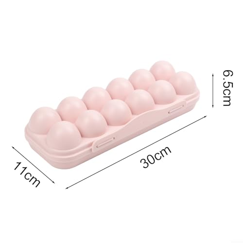 Portable Egg Storage Box With 18 Grids Egg Protector Case Tray Container Secure Egg Transport Outdoor Trips And Activities(12 Pink) - size: 12 Pink