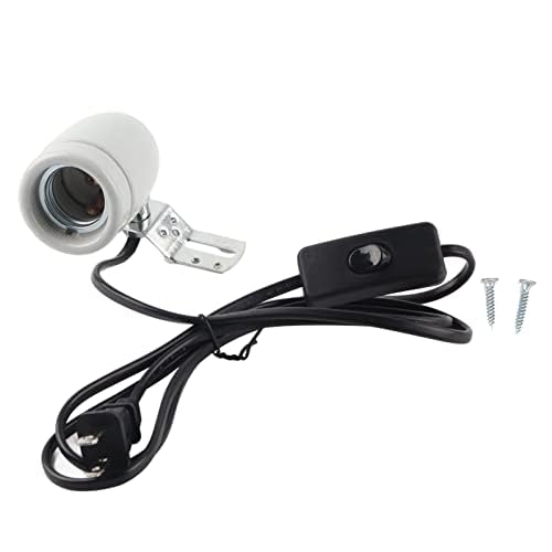 KUIDAMOS 300W E27 Reptile Lamp Stand Reptile Heating Lamp Light Holder 300 watt Heat lamp Holder Lamp Not Included,360° Rotation Ceramic Heat Lamp Base with Reptiles & Amphibians