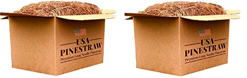 Long Needle Pine Straw Mulch - 100 Sqft Coverage 2 Set - Premium USA Harvested PineStraw for Landscaping, Weed Control, Moisture Retention & Erosion Control - USA Pinestraw - size: Pine Needle Mulch - Covers 100 Sqft 2 set