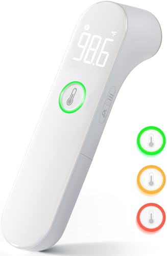 Viproud Thermometer for Adults and Kids, Fast Accurate Baby Thermometer | 1 second Result, Fever Alarm, Mute Mode, Body & Object Mode, 35 Memory Recall, Baby Essentials, Lifetime Support - color: White