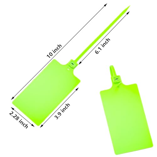 Tenshun 100 PCS Light Green Plastic Tags for Labeling Waterproof Hanging Writable Storage Tags for Outdoors Plastic Seals Shipping Label Logistics Use with Two Permanent Marker Pens - color: Light Green, size: 100 PCS