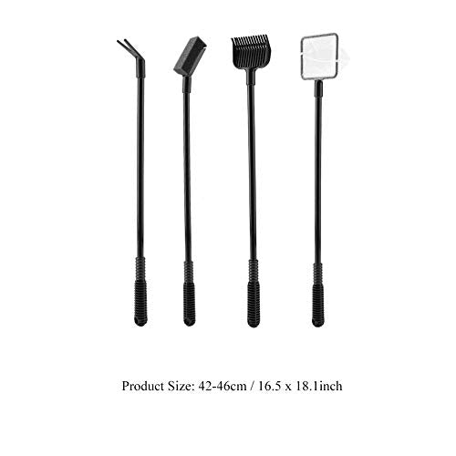4 in 1 Portable Aquarium Cleaning Tool Set Long Handle Fish Cleaner Include Fish Net Shovel Sponge Brush Plant Fork