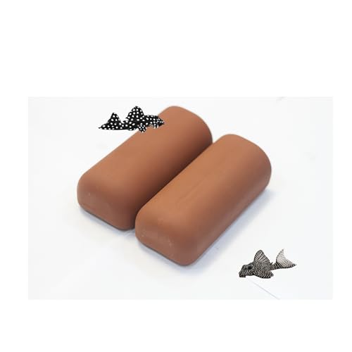 2 pc Oval-Shaped Fish cave,Hide Away Caves for Plecos, (Dark Red-Size M)