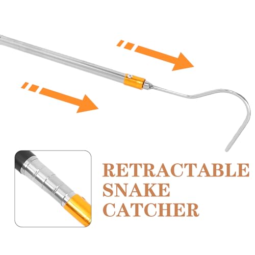 GALPADA 1.5m Professional Snake Catcher Pole Retractable Hook for Snake Handling Stroller Hook Reptile Accessories