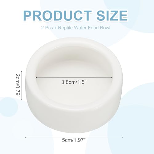 Reptile Food Bowl, Worm Water Dish Ceramic Pet Bowl Food Dish Anti Escape Feeder Small (2 in, White, 2 Pack), Intended for Gecko/Scaled Pet/Amphibians/Spiders/Small Mammals - color: White, size: 2 In