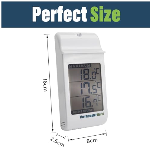 Digital Greenhouse Thermometer for Monitoring Maximum and Minimum Temperatures - High Low Thermometer for Recording Max and Min Temperatures Garage Greenhouse Accessories Indoor Outdoor | Monitor Maximum and Minimum Temperatures, Wall Mounted Greenhouse A