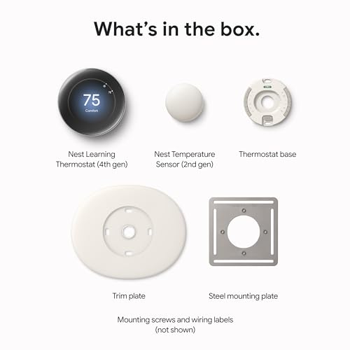 Google Nest Learning Thermostat (4th gen) + Nest Temperature Sensor (2nd gen) - Obsidian - color: Polished Obsidian