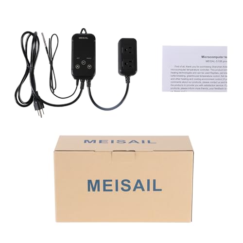 Digital Temperature Controller 2-Stage Outlet Thermostat | Heating and Cooling Mode, Carboy Homebrew Fermenter, Greenhouse Terrarium, 110V 10A, S10B-B