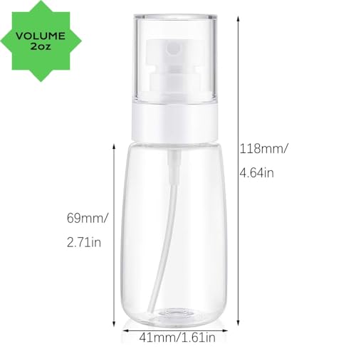 Spray Water Bottle Hair Mister, Fine Mist Stylist Sprayers 360 Empty Small Misting Spritzer, Perfume Atomizer with Pump Clear Containers 2PCS/2oz - color: 2oz - Pack 2