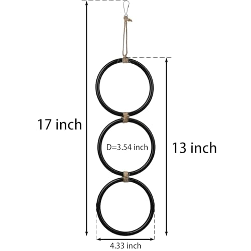 Snake Enrichment Climbing Rings for Ball Pythhon, Enrichment Rings for Corn Snake, Decorative Snake Tank Accessories, Install-Free Snake Enclosure Accessories with Metal Hook - color: Black*2