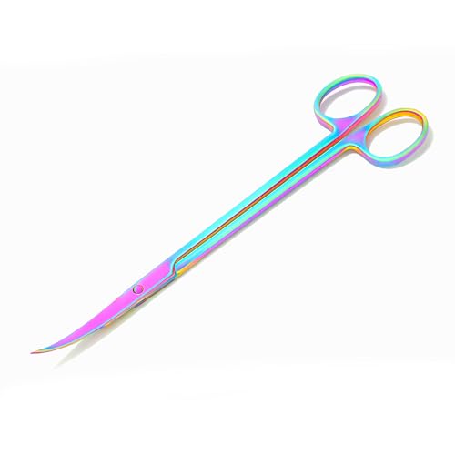 Mandala Crafts Rainbow 10 Inches Curved Aquarium Scissors for Fish Tanks | Extra Long, Rust Resistant Stainless Steel, Trimming Aquatic Plants, Bowls, Terrariums, Freshwater & Saltwater Aquascape - color: Rainbow Curved Scissors, size: 10 Inches