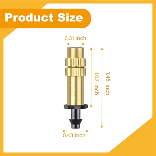10PCS Irrigation Nozzles 1/4 Inch Adjustable Drip Mister Heads Micro Misting Sprinkler Nozzle Fittings for Garden Vegetables Cooling Brass Spray System Parts Sprayers Bubbler Emitters