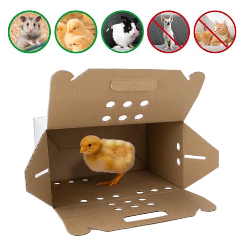 Disposable Cardboard Pet Carrier for Small Animals, Hamsters, Gerbils, Birds, Reptiles, NOT Cats 12/Case | Study Corrugated Pocket Cardboard Carrier 10in x 6.75in x 5.5in
