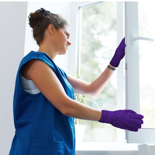 Geyoga 12 Pairs Microfiber Dusting Gloves Household Dusting Cleaning Glove Washable Plant Dusting Mittens - size: Medium