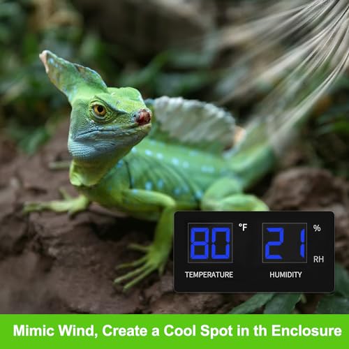 Reptile Fan,Humidity Fan,Dehumidifier for Rainforest Terrarium Vivarium, Improving Air Circulation for Amphibians, Reptiles, and Snakes