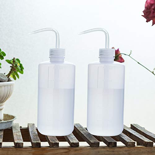 Oubest Squeeze Washing Bottle Succulent Watering Bottle 500ml Water Squirt Irrigation Squeeze Sprinkling Can Plastic Wash Plant 2pc - color: White, size: 500ml+500ml
