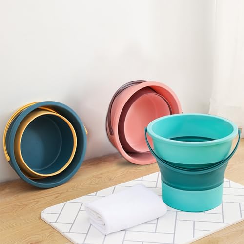 Collapsible Bucket 3PCS 4.5 Gallon/17L Small Plastic Household Cleaning Mop Buckets Foldable Water Bucket for Car Wash Fishing Camping Beach (Large 3 PCS) - color: Large 3 Pcs