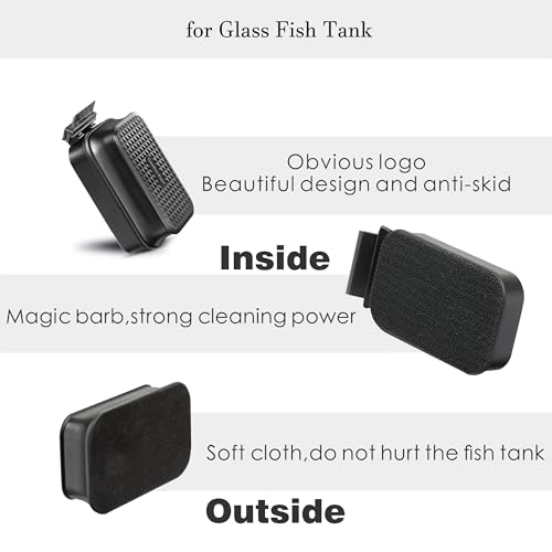 Carefree Fish Aquarium Small Magnetic Cleaner for Glass Fish Tank Magnet Brush Algae Scraper Floating - color: Black(for Glass Tank), size: S