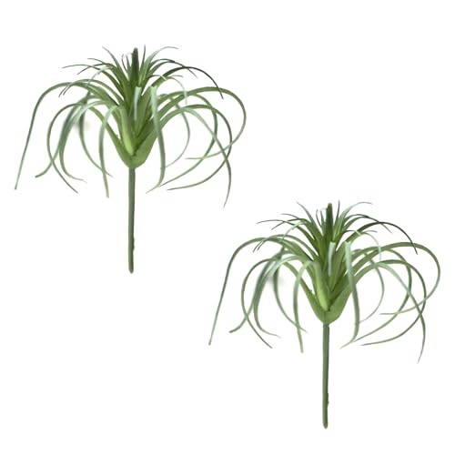 Artificial Flocking Tillandsia Air Plants Faux Succulents Bromeliads for Indoor/Outdoor Garden and Home Decor, Terrarium Decorations, Arrangements, Office, and Displays (2, Mini Small) - size: Mini Small