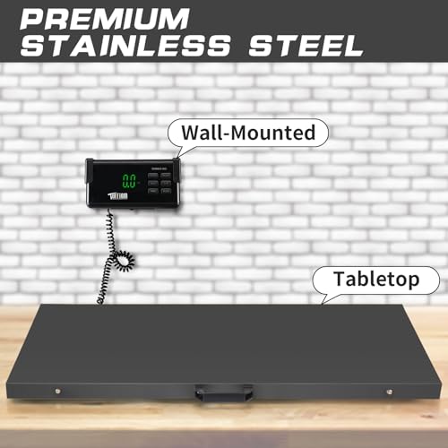 TUFFIOM 1100Lbs x 0.2Lbs Postal Digital Shipping Livestock Scale, Electronic Stainless Steel Platform Heavy Duty Vet Animal Floor Scale,Dog Puppy Pig Goat Sheep Scale, Black - color: Black