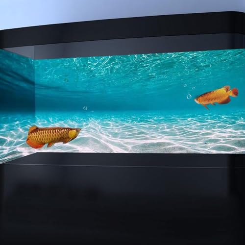 30X12IN Natural Undersea Aquarium Background, Undersea Beach Fish Tank Background, with 8 EVA Double-Sided Tape - color: Sea, size: 30X12in/75X30cm